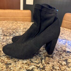 Black Heeled Express Suede Ankle Booties 6